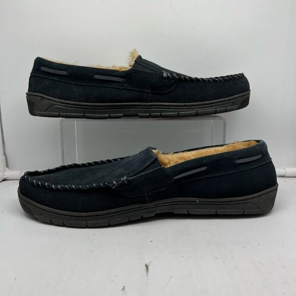 Eddie Bauer Suede Memory Foam Slippers Mens XXL 13 Blue West Haven - Picture 2 of 8